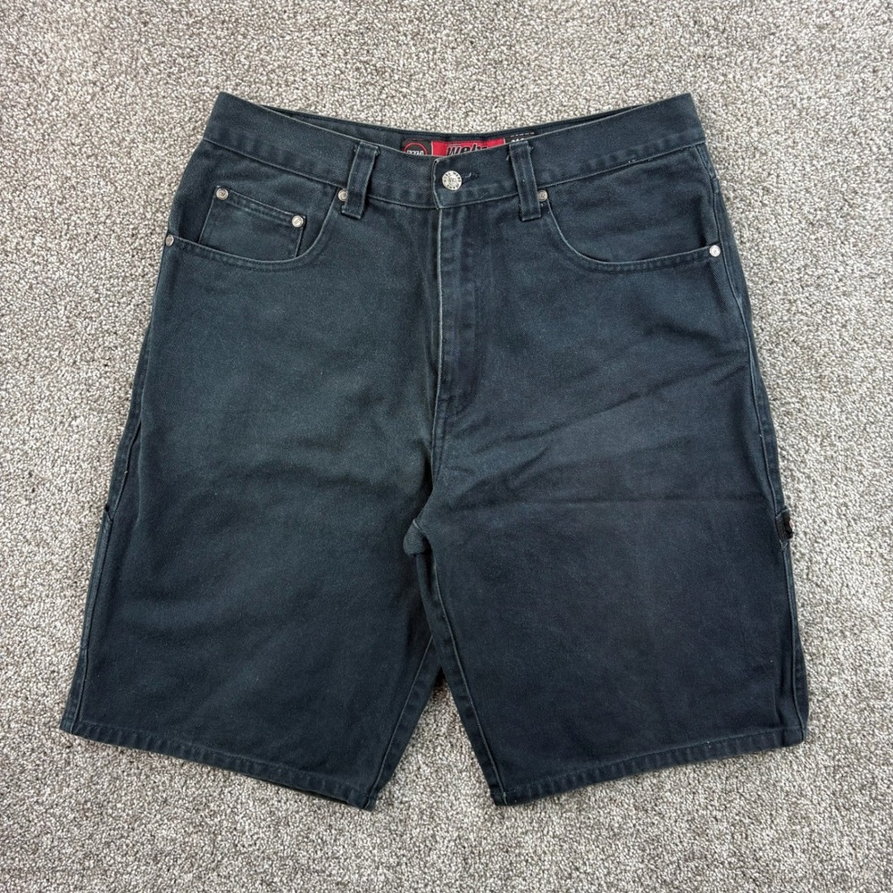 Vintage Y2K Webs Carpenter Shorts Mens 34 Black Baggy Fit Cotton Denim Skater